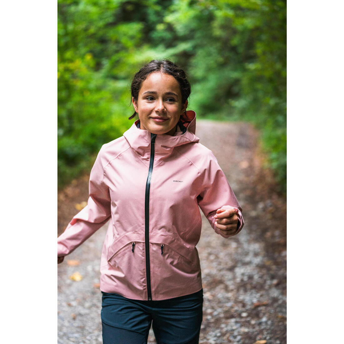Veste de randonnée montagne imperméable légère enfant 7-15 ans, MH900 rose