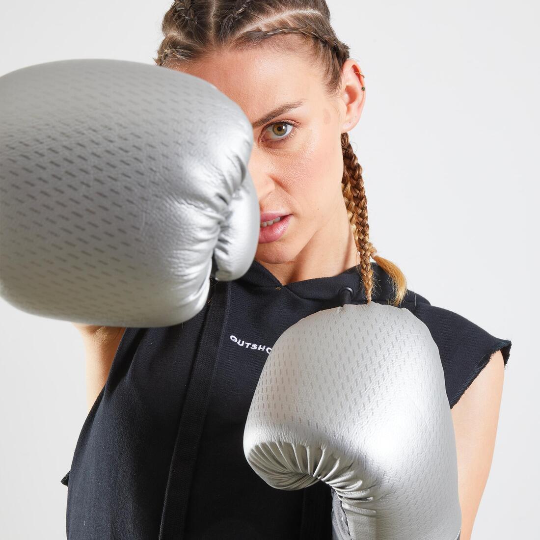 Gants de boxe sparring adulte, gris et noir