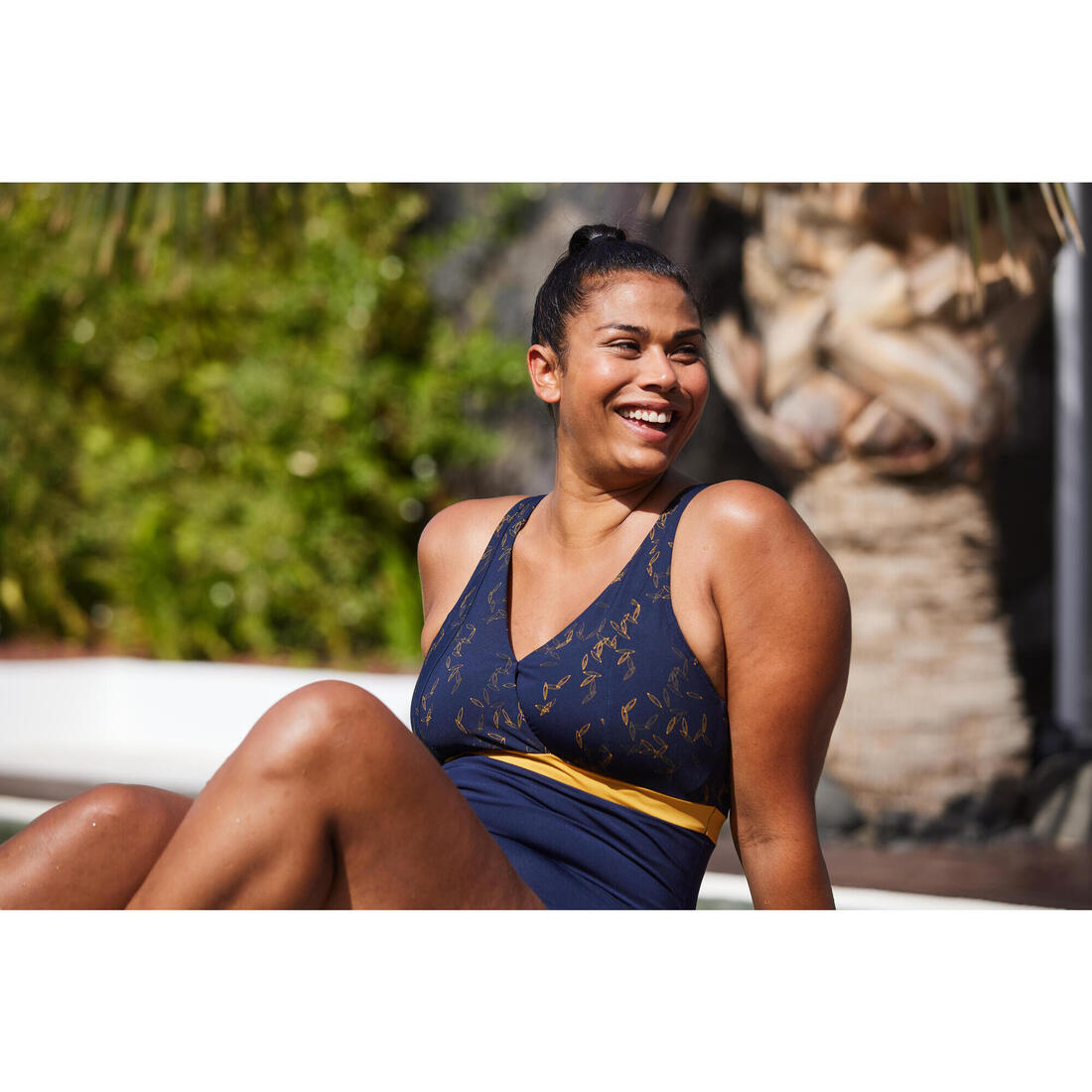 Maillot de bain 1 pièce Aquagym femme Mia Dot bleu Bonnet D/E