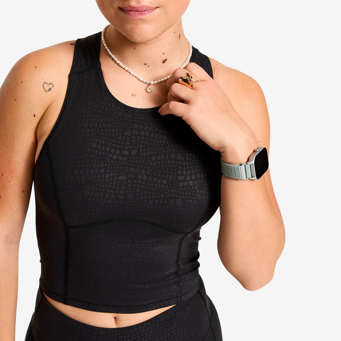 Débardeur de sport court galbant femme foncé