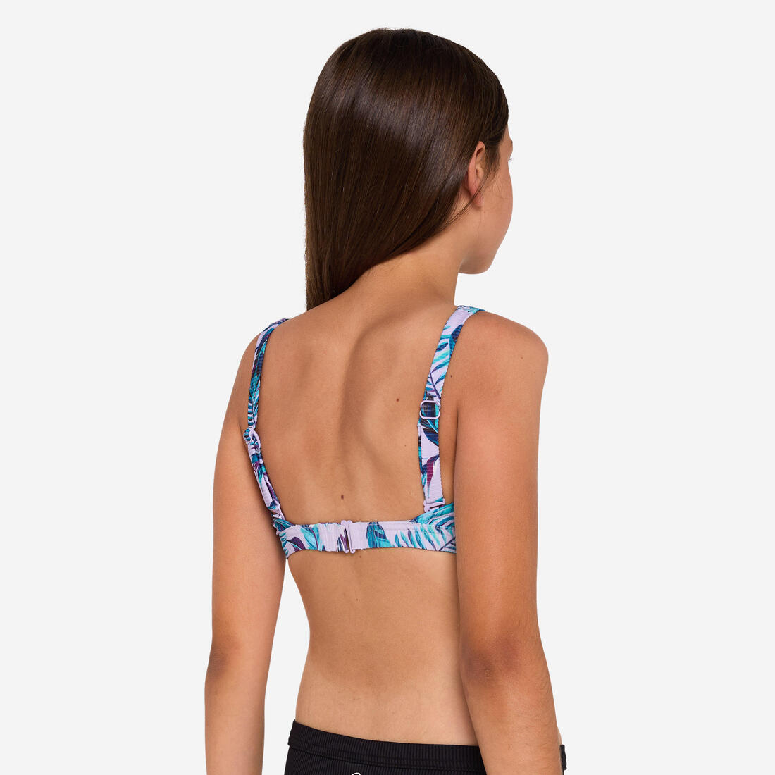 Haut de maillot de bain brassière fleuri réglable Fille - 500 Nora