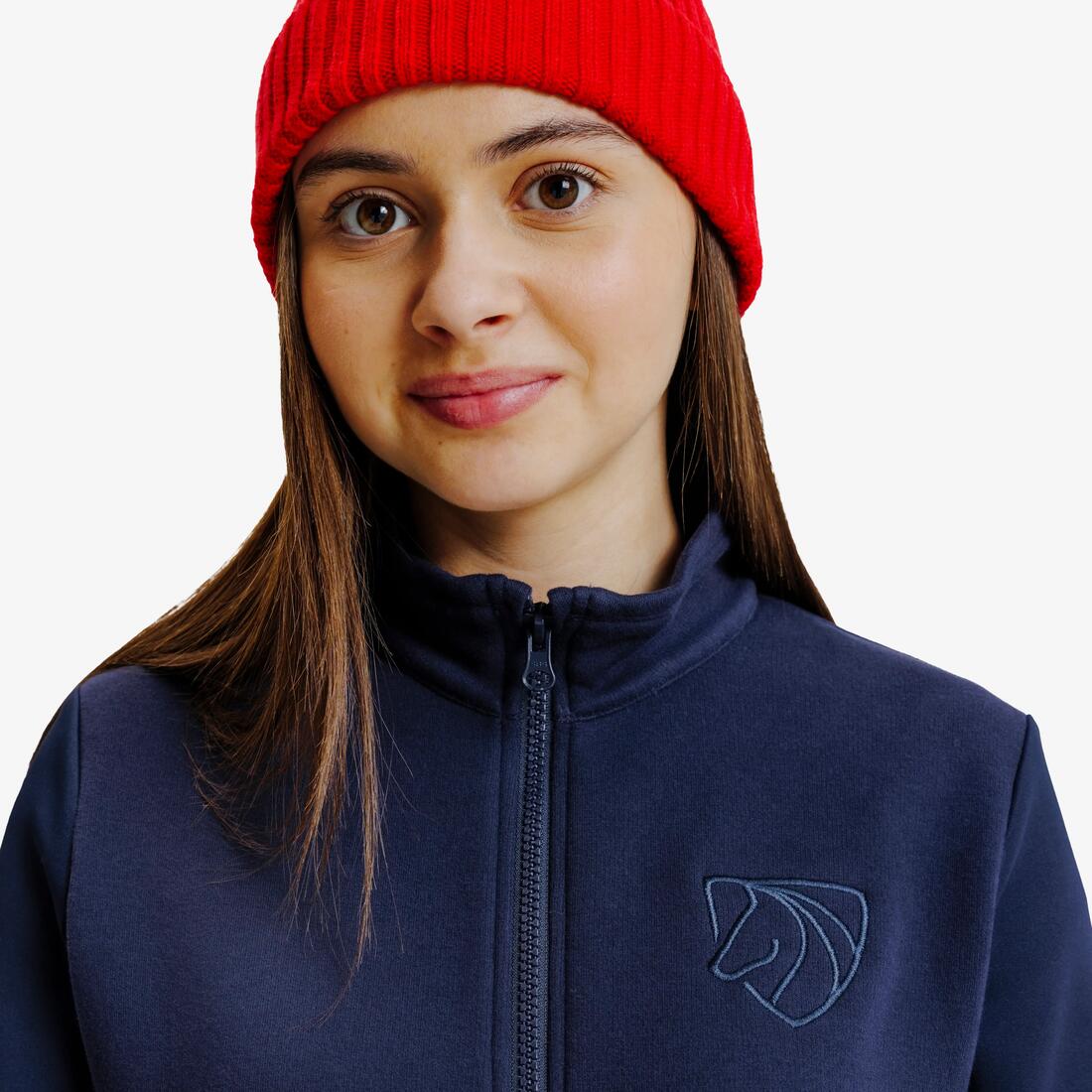 Sweat zippé équitation enfant 500 Marine
