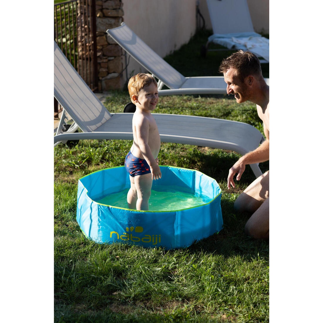 Boxer de bain bébé / enfant bleu imprimé crabes