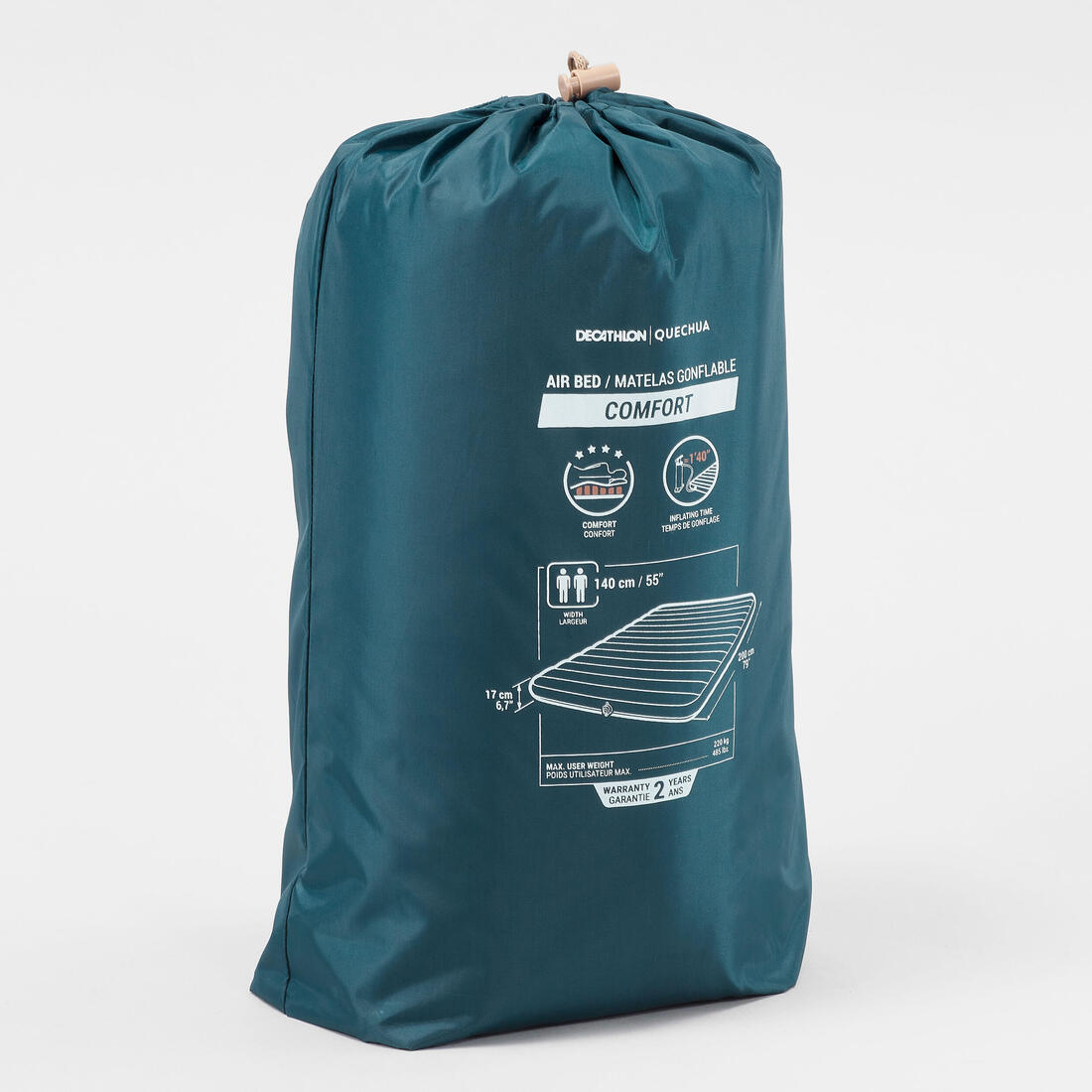 Matelas gonflable de camping 2 personnes, 200x140cm, Air comfort