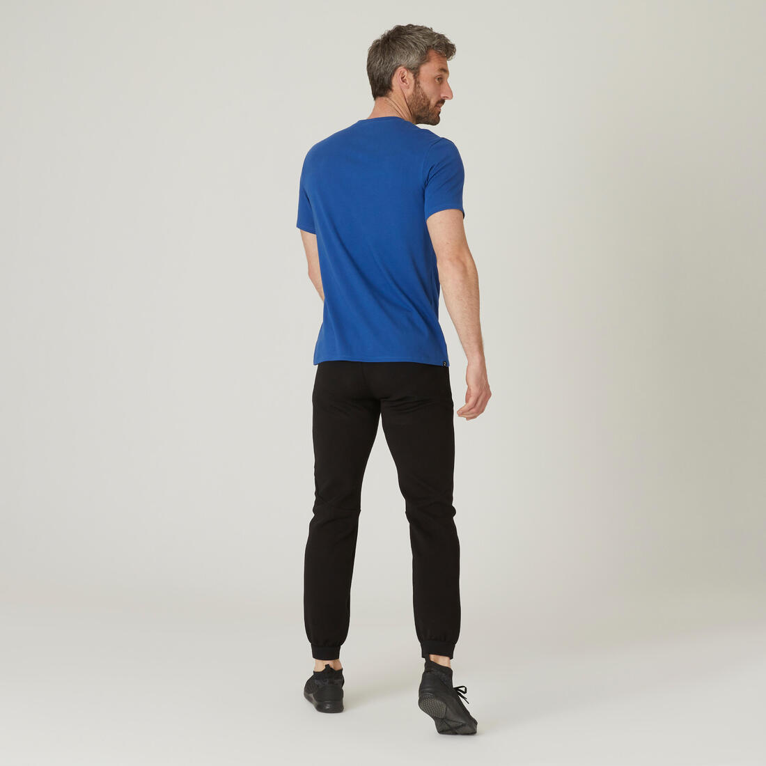 T-shirt fitness manches courtes slim coton col rond homme blanc a imprimé