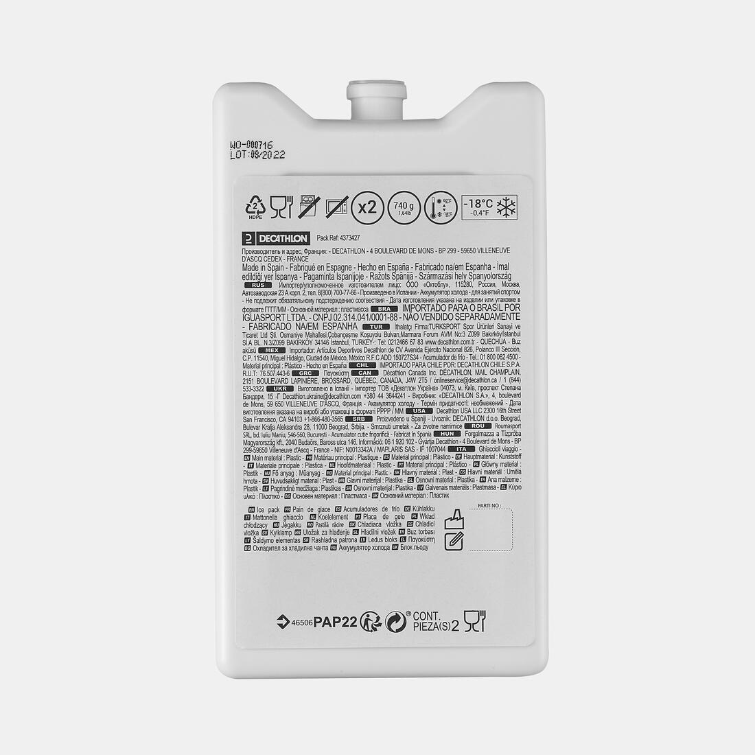 Ice-pack pour glacière et sac à dos glacière - 370 grammes - lot de 2 ice-packs