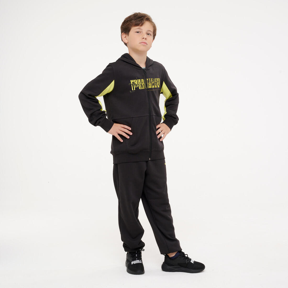 Ensemble de survêtement zippé enfant, noir et