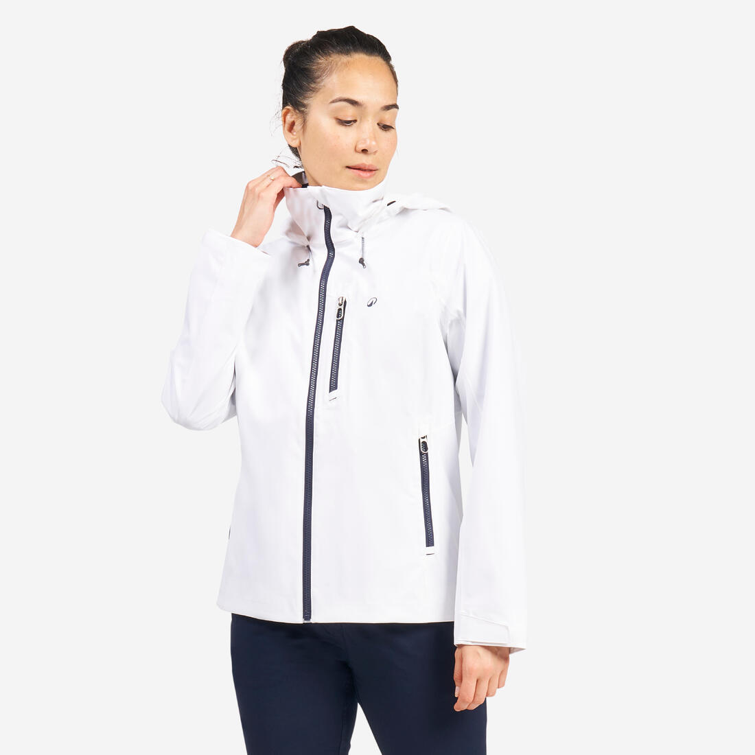 Veste imperméable coupe-vent de voile femme sailing 500 blanche