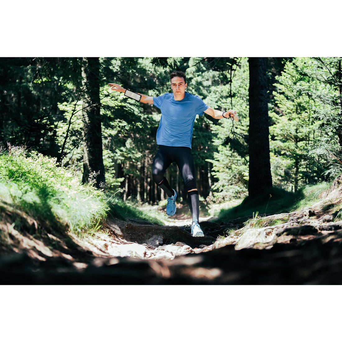 Chaussures de trail running pour homme race light bleu ciel et noir