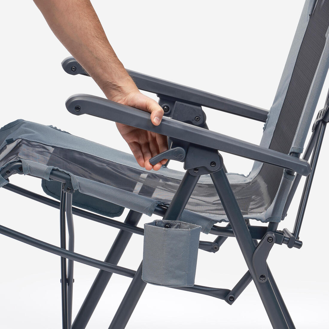 Fauteuil long de camping relax, pliant et matelassé, avec appuie tête
