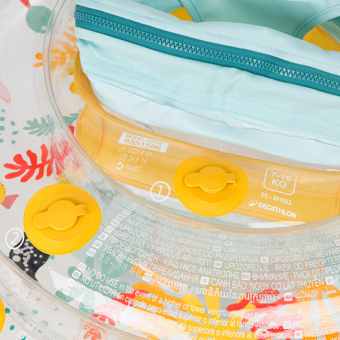 Bouée siège de piscine avec poignées Bébé 7-15kg - allfish jaune