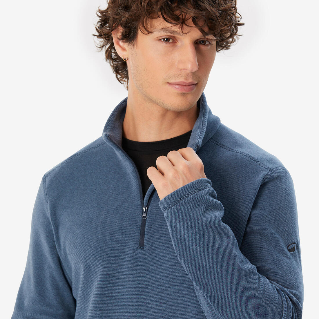 Polaire de randonnée montagne homme, MH100 demi zip bleu
