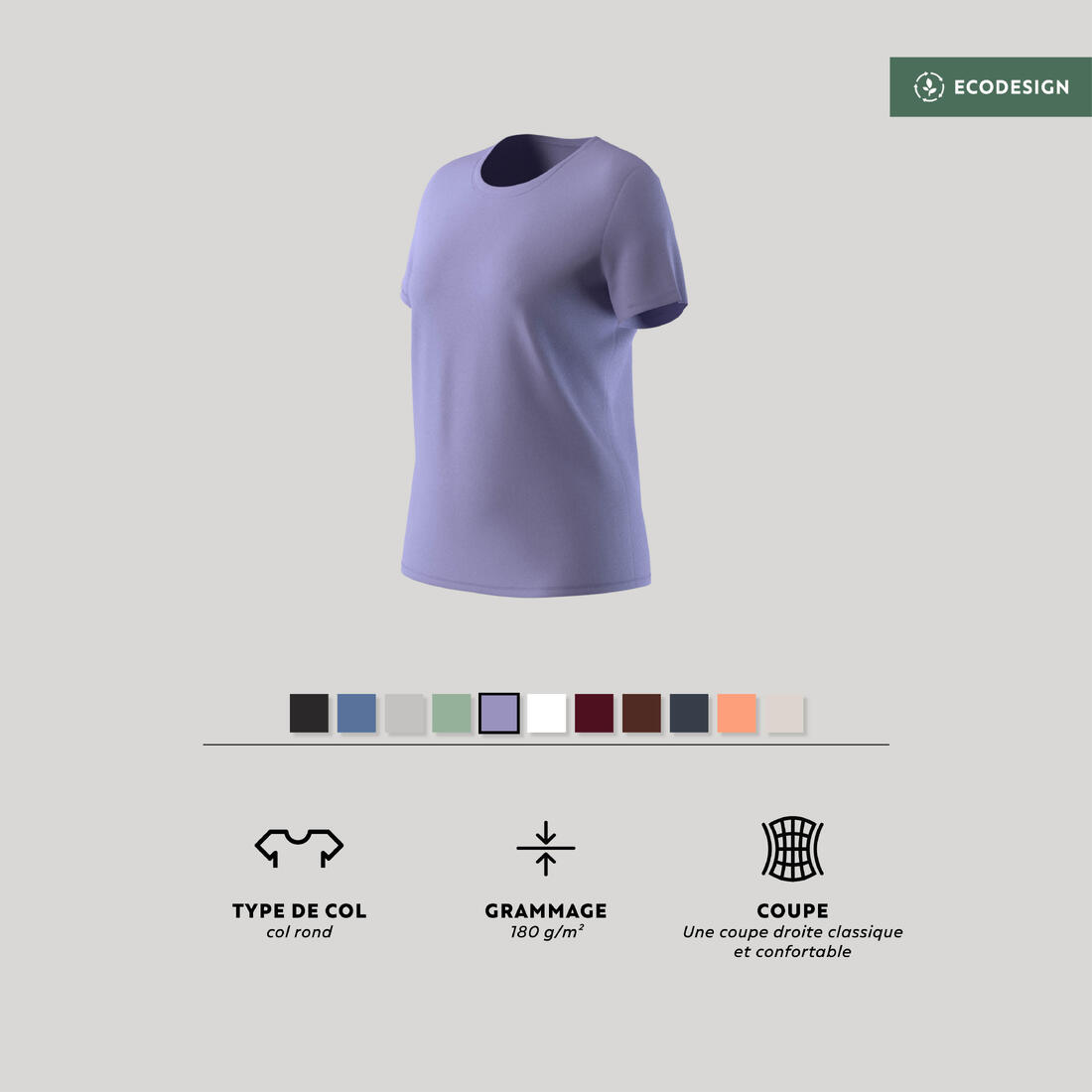 Tee-shirt en coton col rond femme