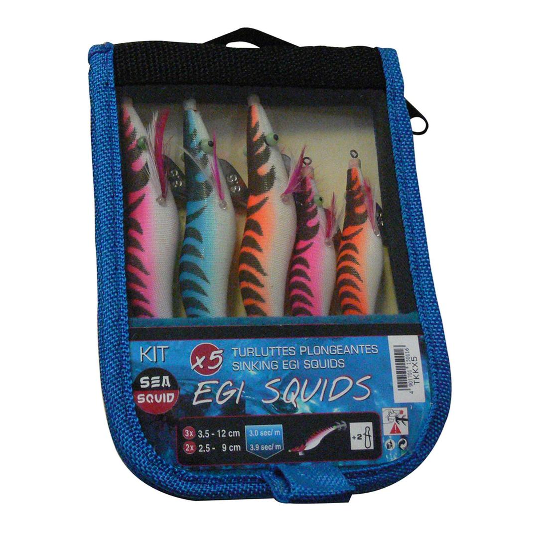 Pack de turluttes EGI plombés x5 pêche des seiches/calamars peche en mer