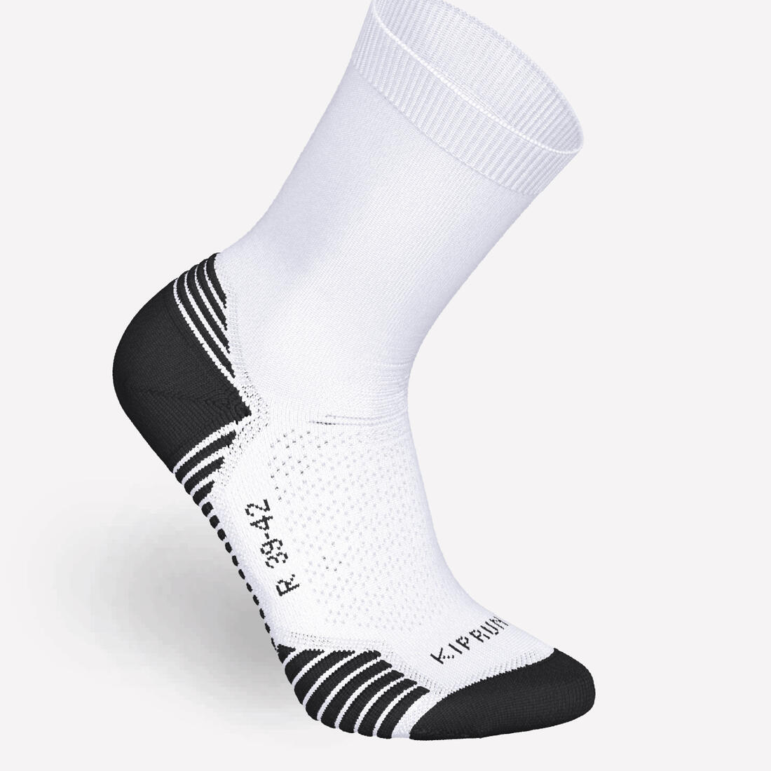 Lot de 2 paires de chaussettes running mi-mollet épaisses, KIPRUN Core blanches