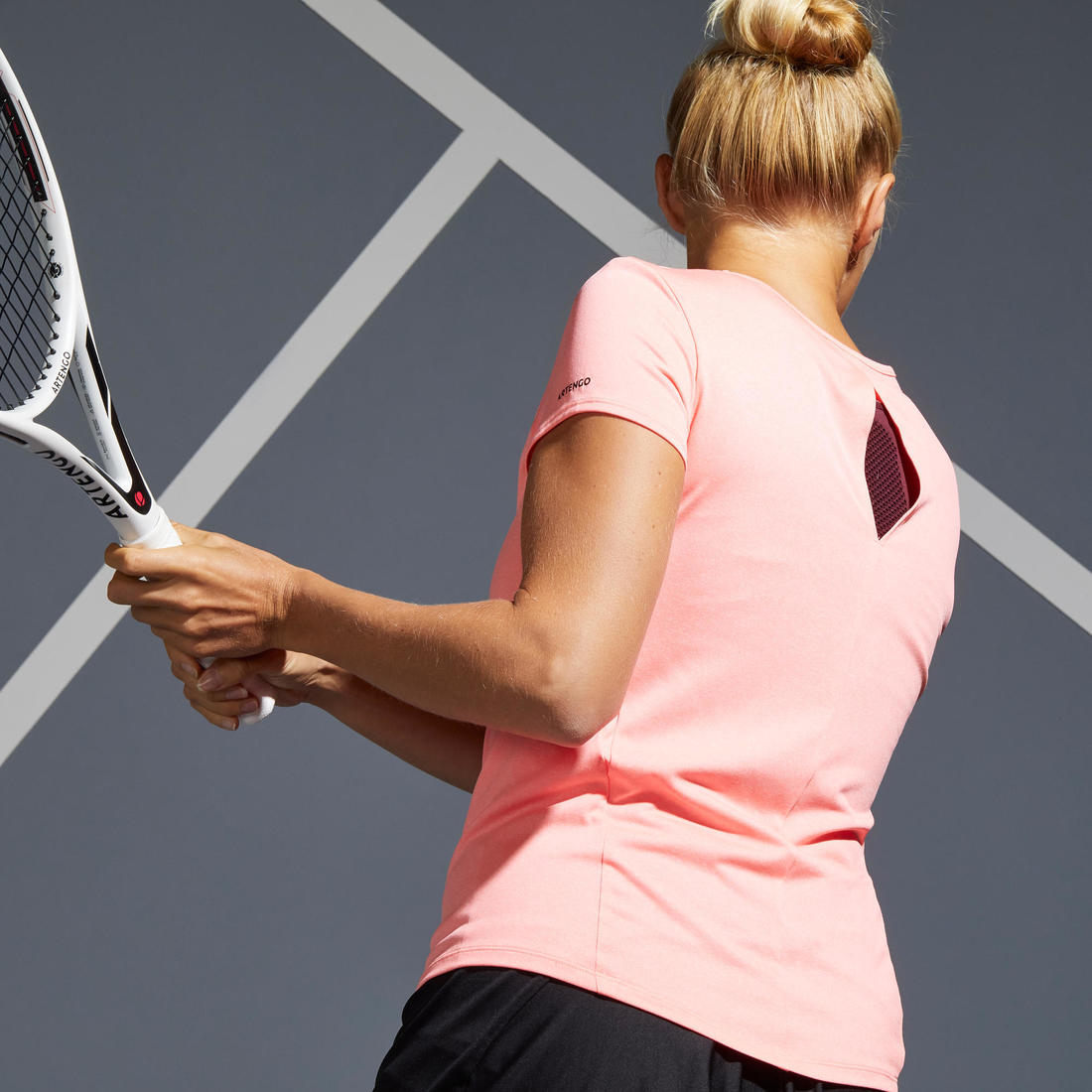 T-Shirt tennis col rond dry femme - Essentiel 100