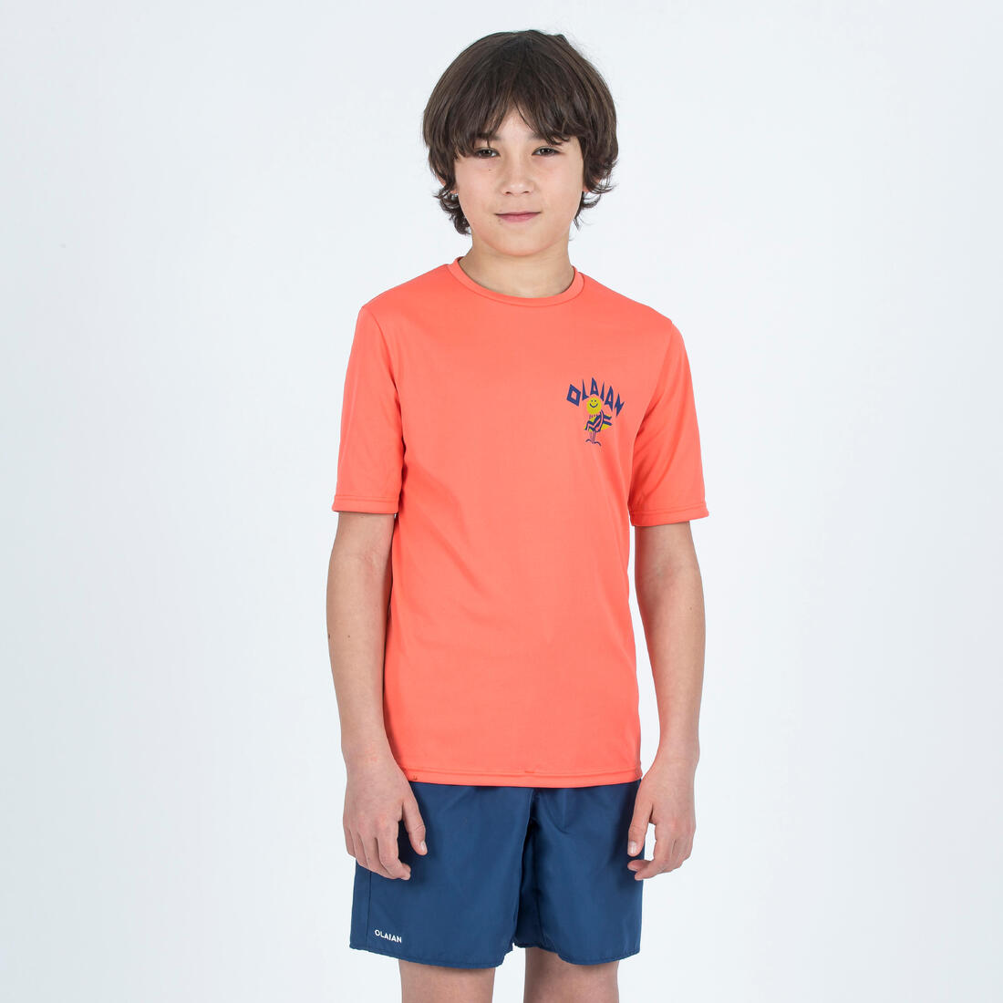 T-shirt anti UV manches courtes surf Junior - 100 blanc noir skate