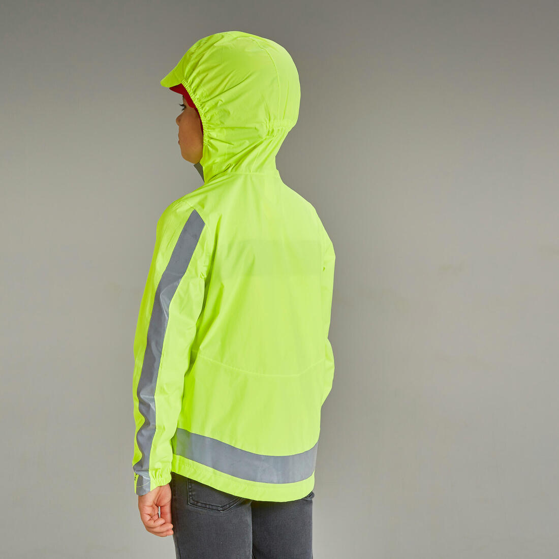 VESTE VÉLO 500 ENFANT PLUIE JAUNE HAUTE VISIBILITÉ