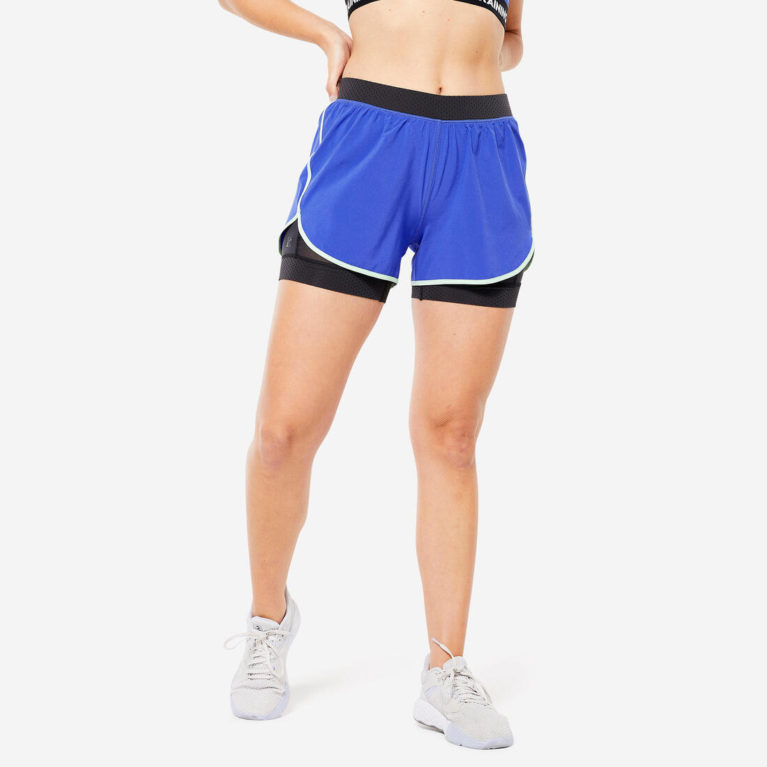 Short de fitness double couche femme