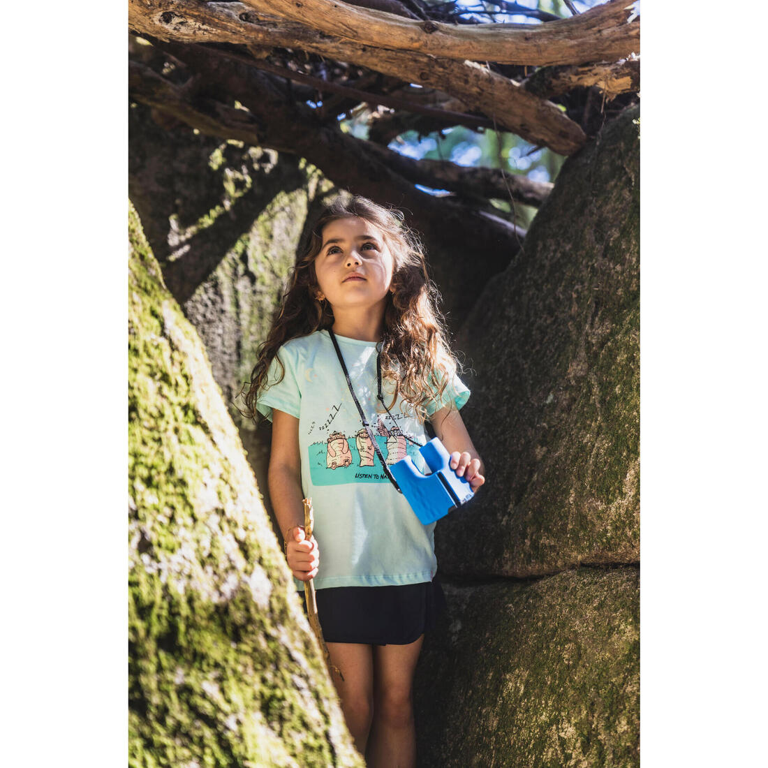 T-shirt de randonnée - MH100 KID rose pâle phosphorescent - enfant 2-6 ANS