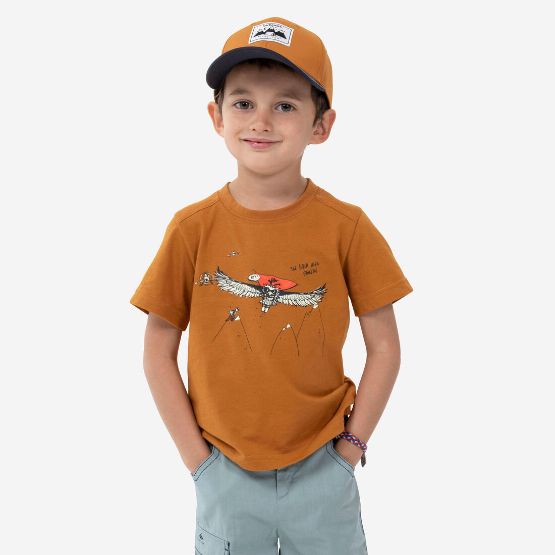 T-shirt de randonnée - MH100 bleu phosphorescent - enfant 2-6 ANS