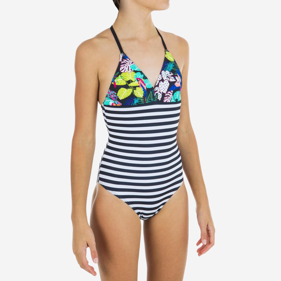 maillot de bain 1 pièce noir HIMAE GIRL500 TROPICOOL