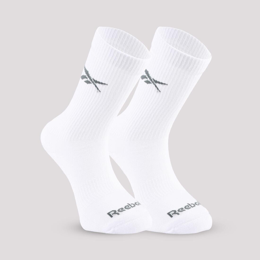 Lots de 3 paires de chaussettes de fitness mi-mollet, blanches