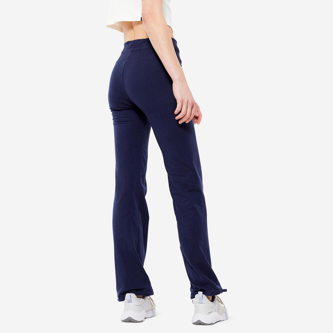 Legging fitness long coton extensible bas resserable femme - Fit+ gris chiné