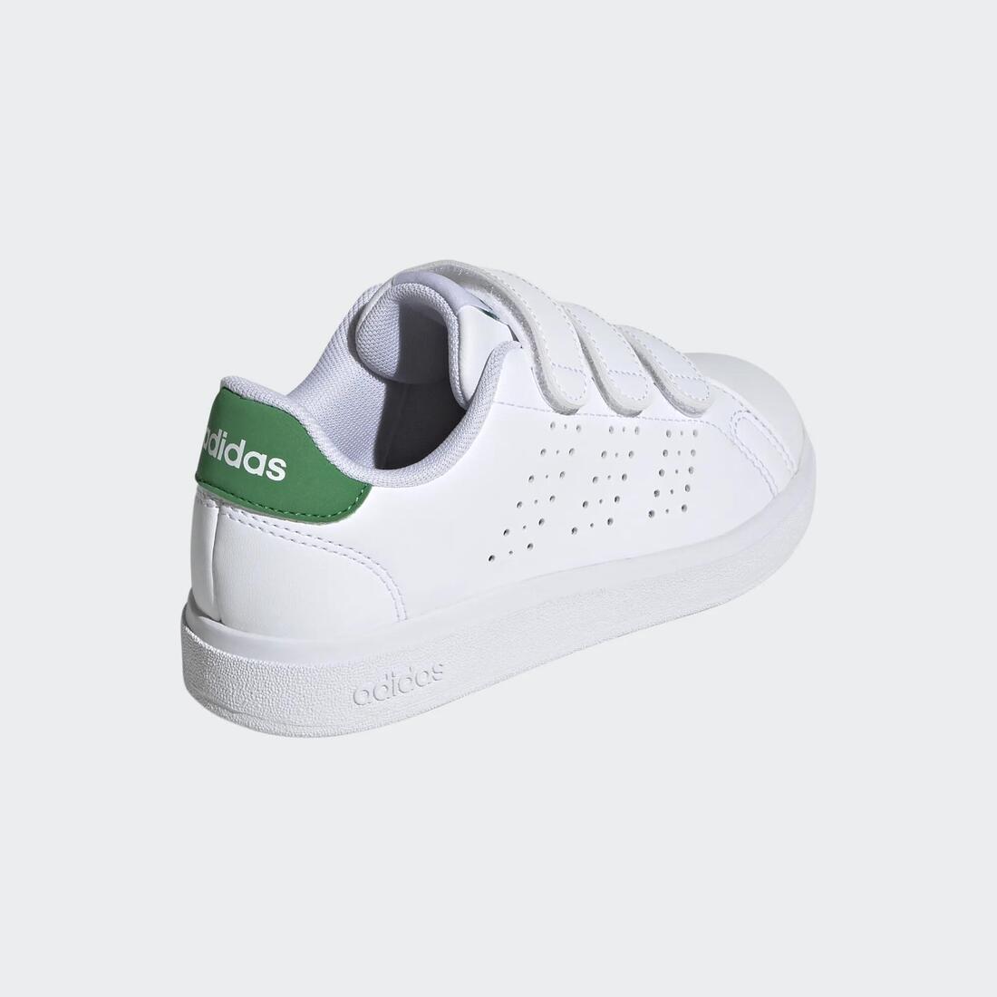 Chaussure adidas ADVANTAGE scratch enfant - blanc et vert