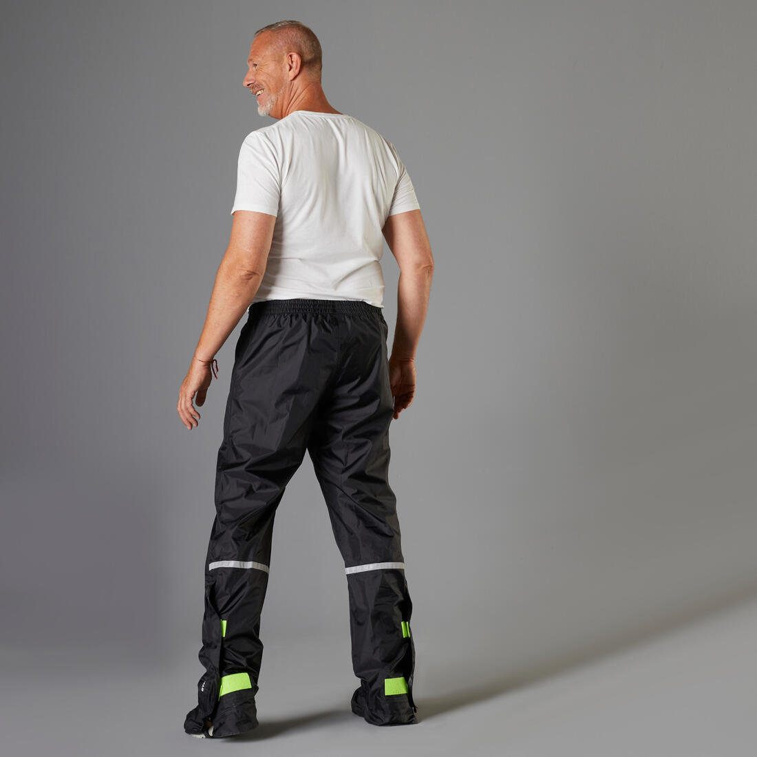 Surpantalon pluie vélo ville avec couvre-chaussures intégrés 100, noir