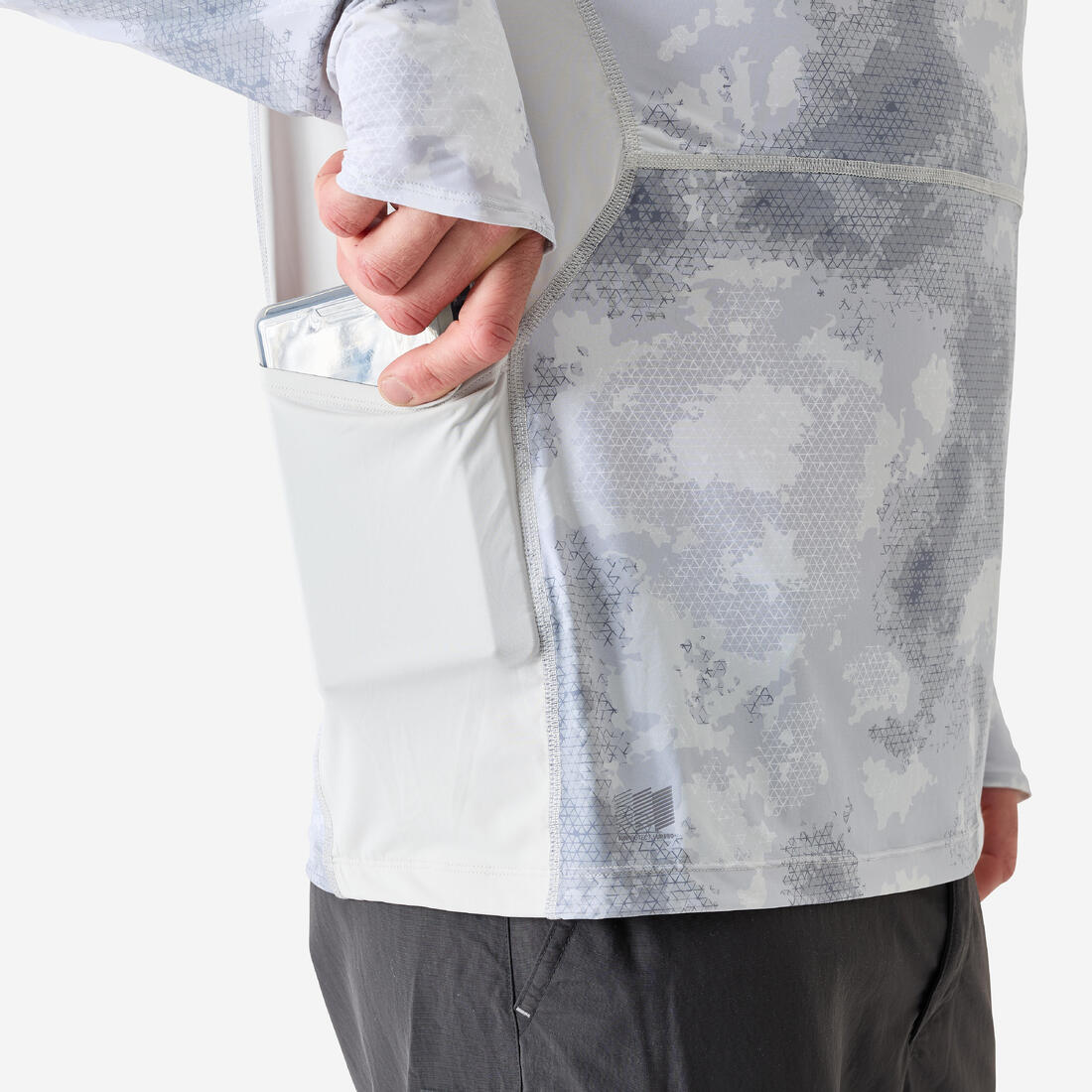 Tee-shirt de pêche Anti-UV 900 Cooling, Capuche et Tour de cou UPF 50+ Gris