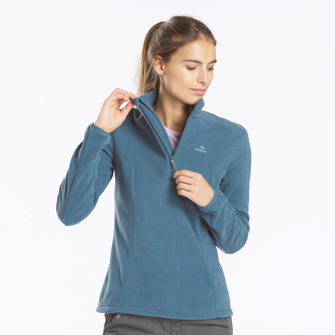 Polaire de randonnée montagne femme, MH100 demi zip