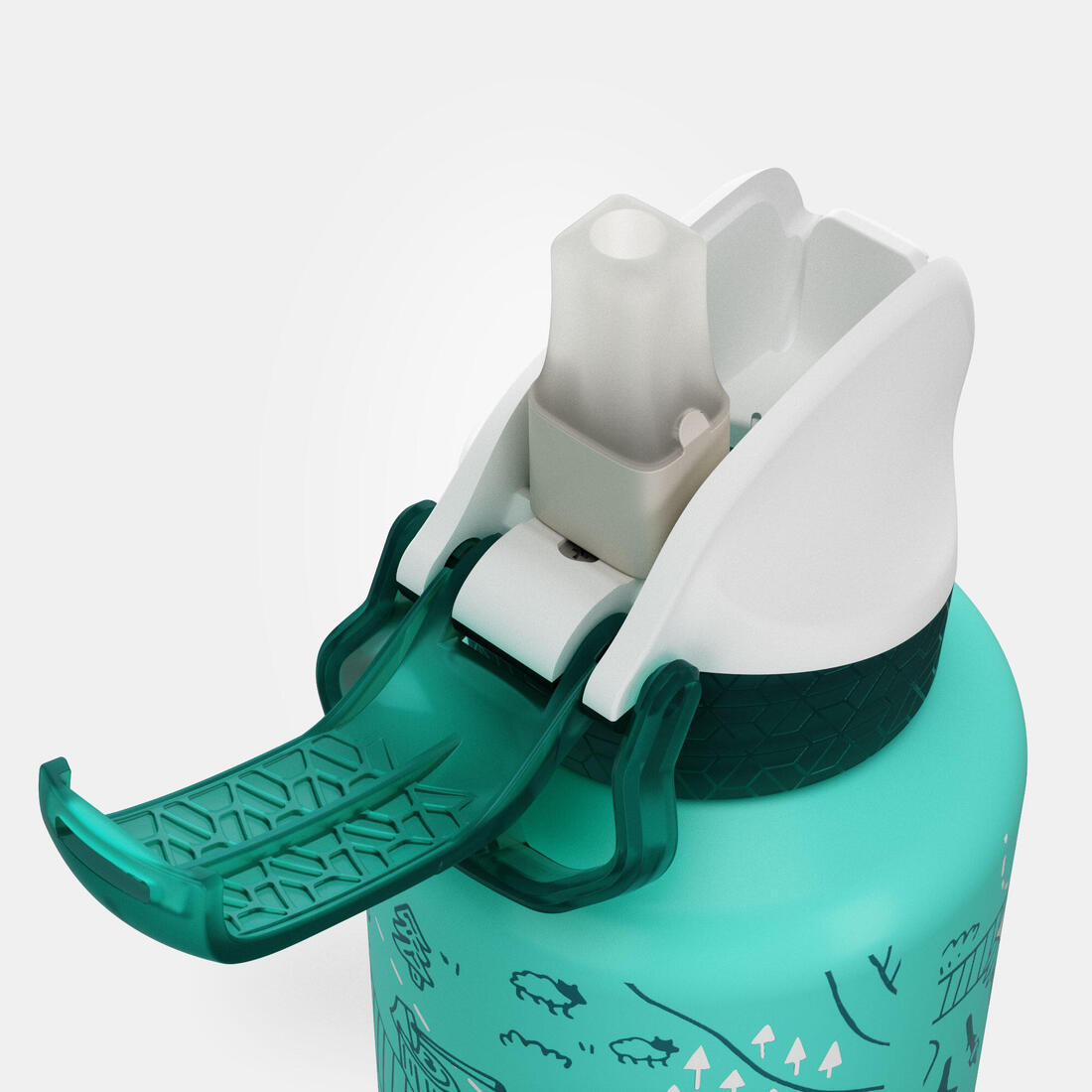 Gourde alu enfant 0,6L, bouchon instantané, pipette et paille, en alu recyclé