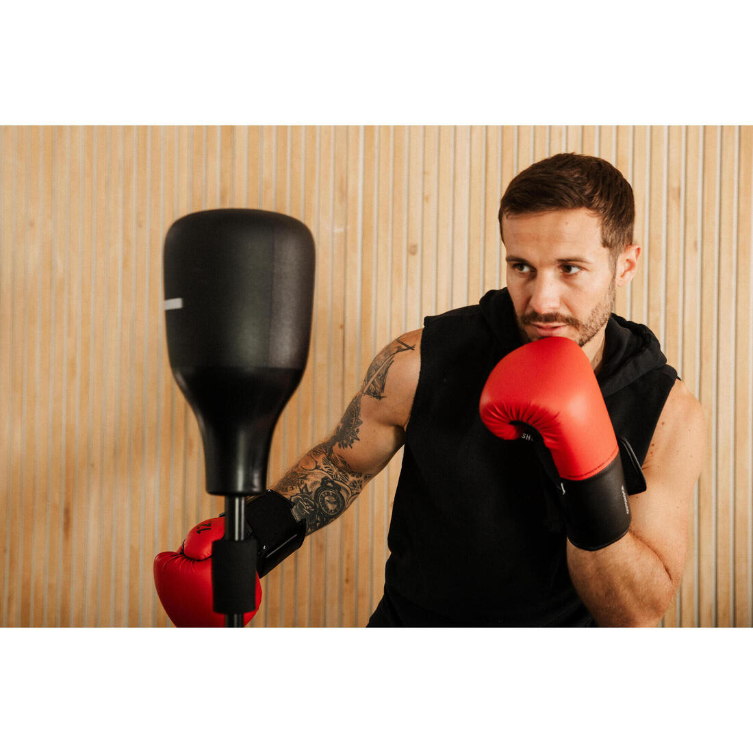 Gants de boxe training pour débutant adulte, rouge et noir