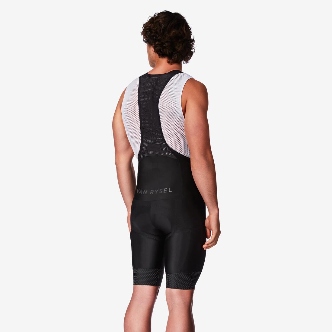 Cuissard court à bretelles de vélo de route temps frais homme, RCR 2 noir