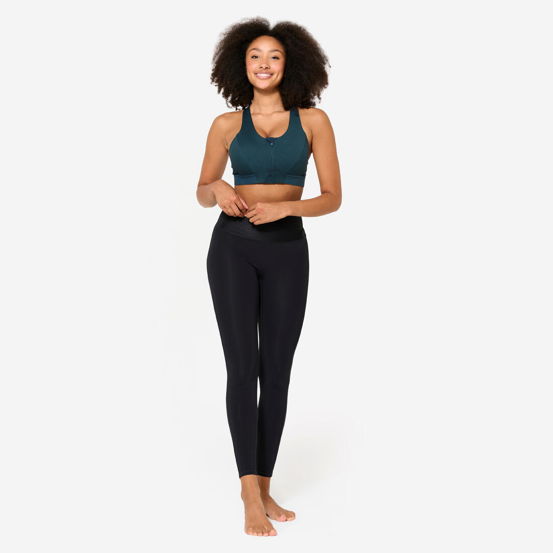 Brassière côtelée zippée maintien modéré Femme