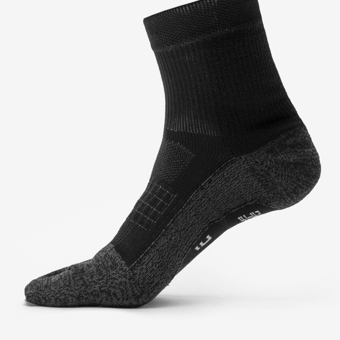 Chaussettes de running 5 doigts noires jaunes