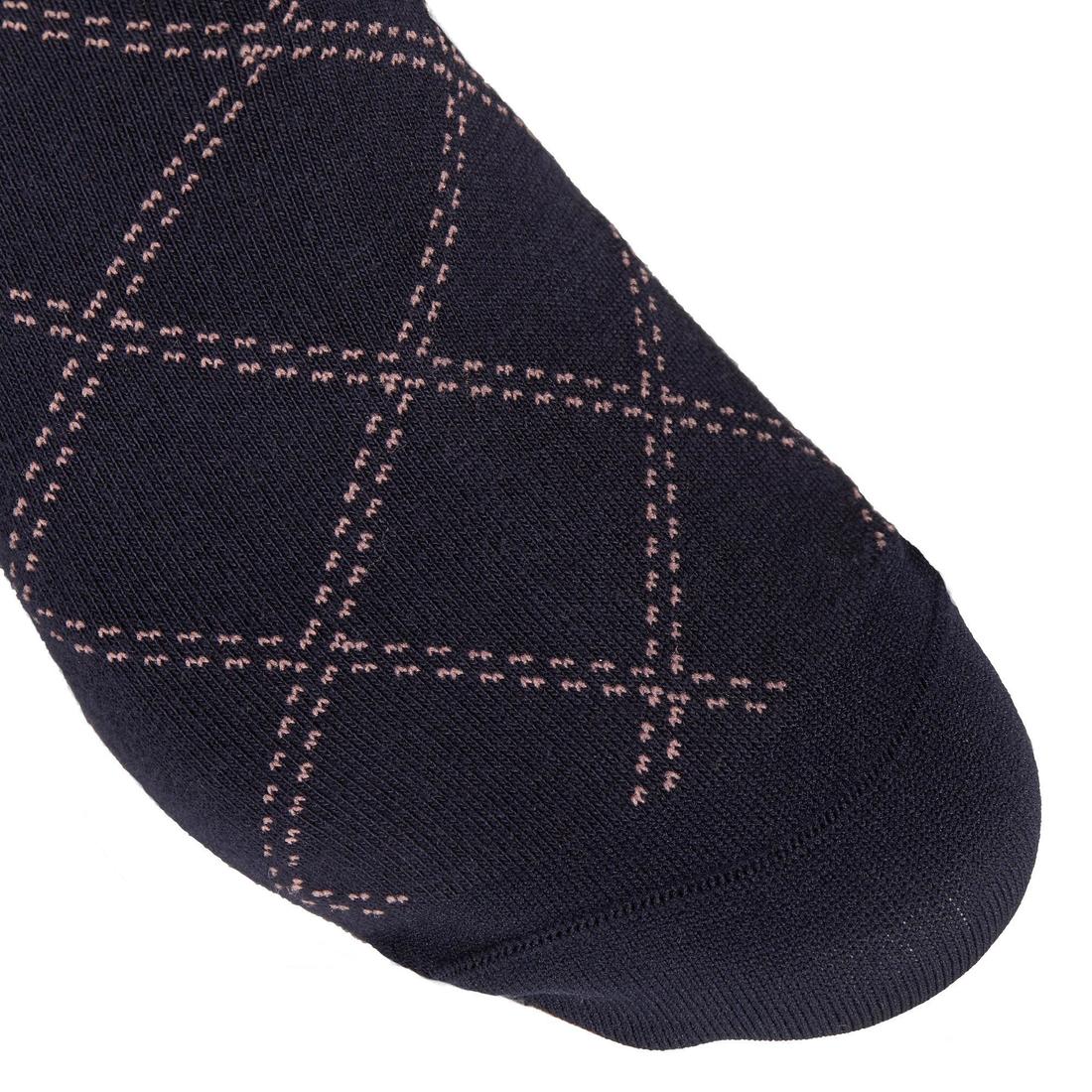 Chaussettes équitation femme 500 LIGHT bleu turquin et framboise