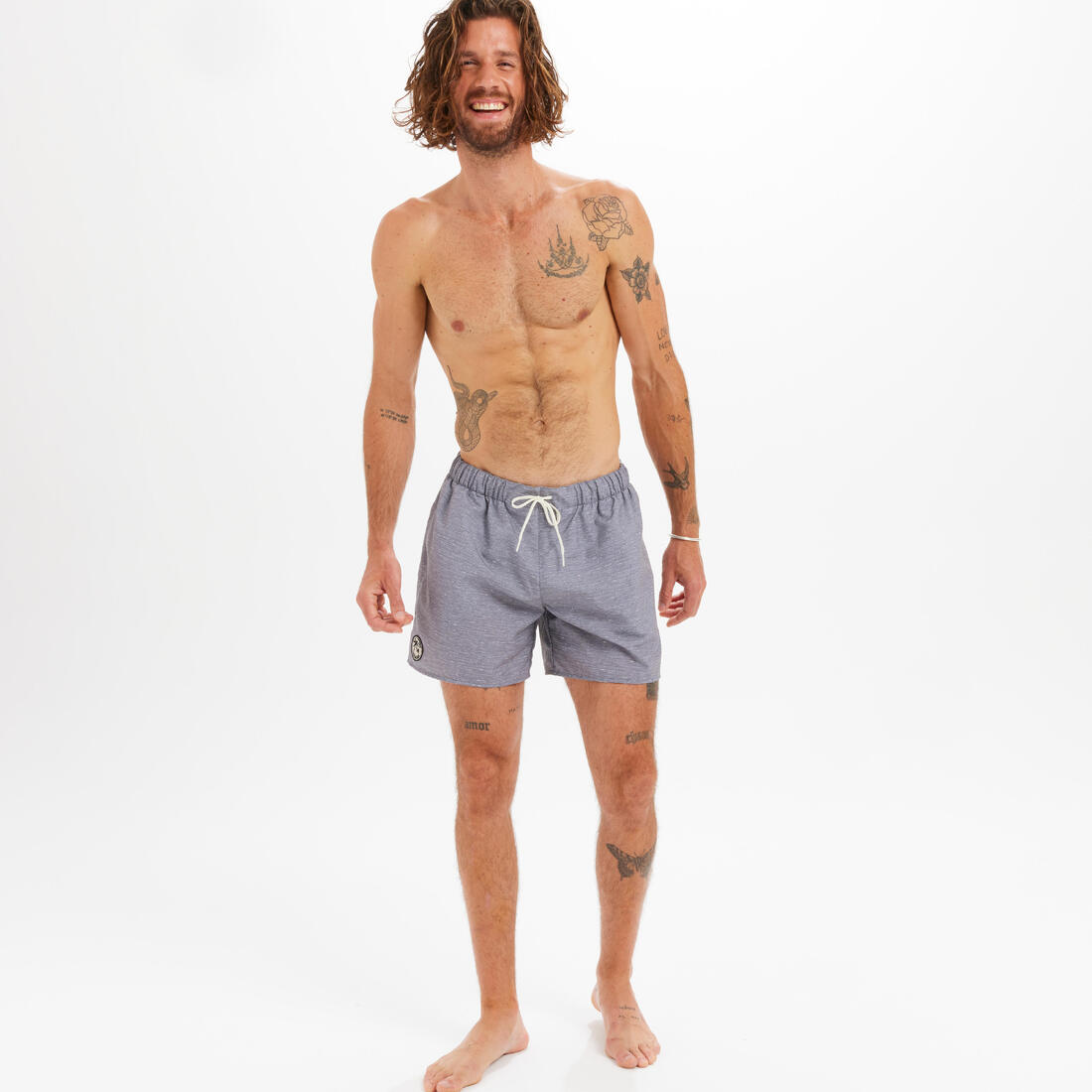 Boardshort surf 100 15" POPSTRIPE BLUE