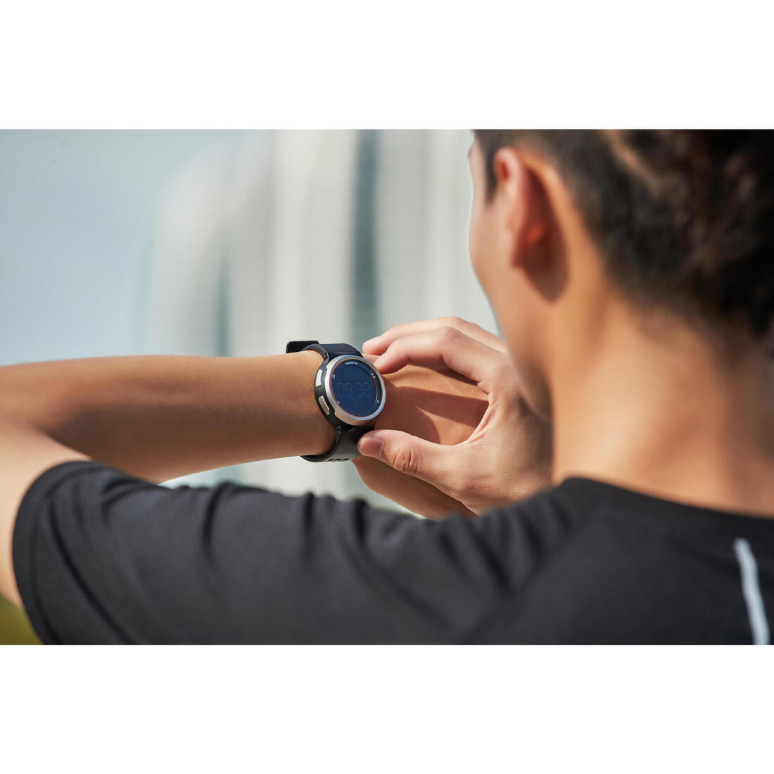Montre chronomètre de course à pied homme W900 noire écran reverse