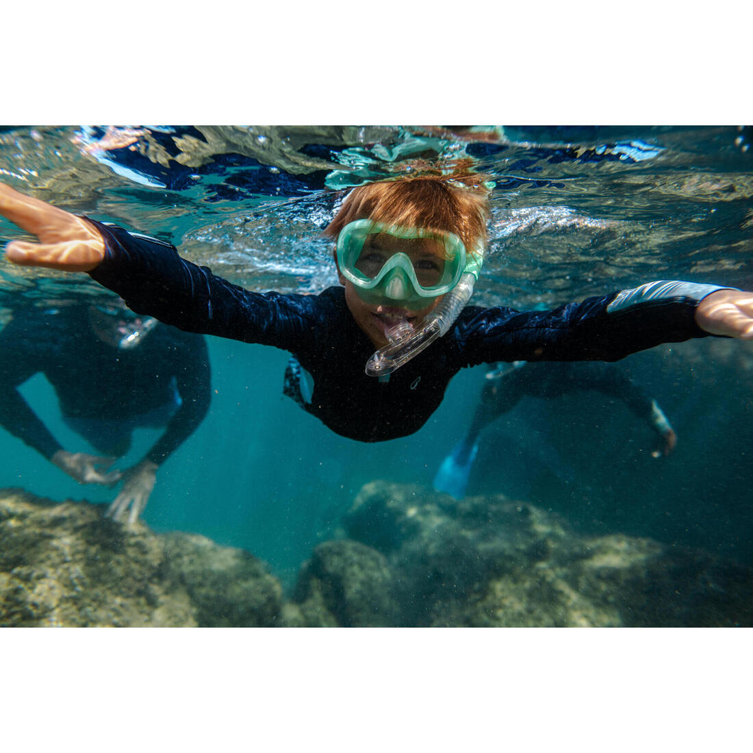 Kit plongée masque anti-buée et tuba valve snorkeling, 100 enfant