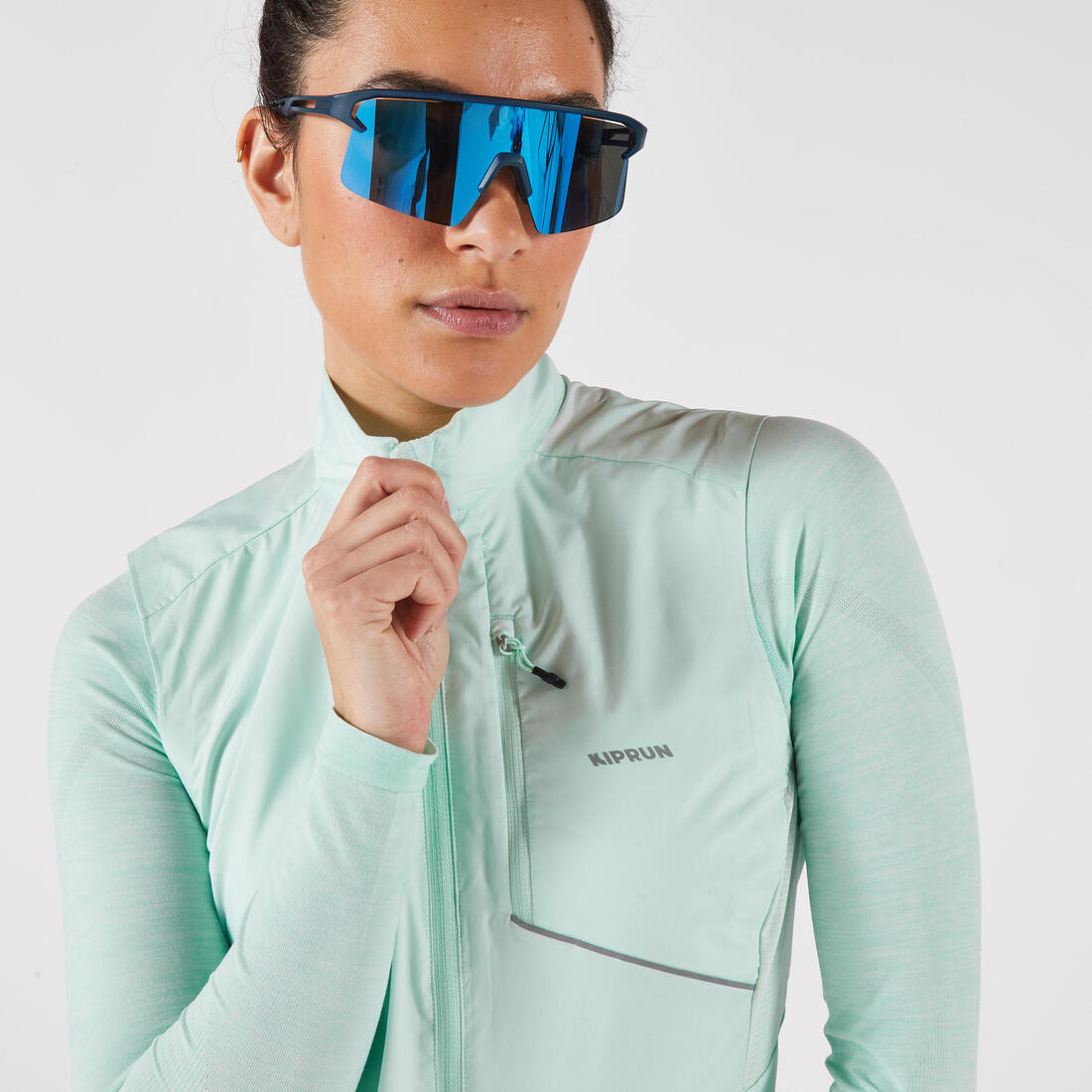 Veste running sans manche coupe vent Femme, KIPRUN Run wind 500