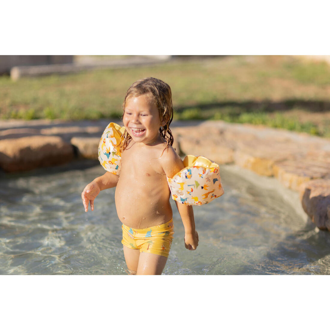 Boxer de bain bébé / enfant bleu imprimé crabes