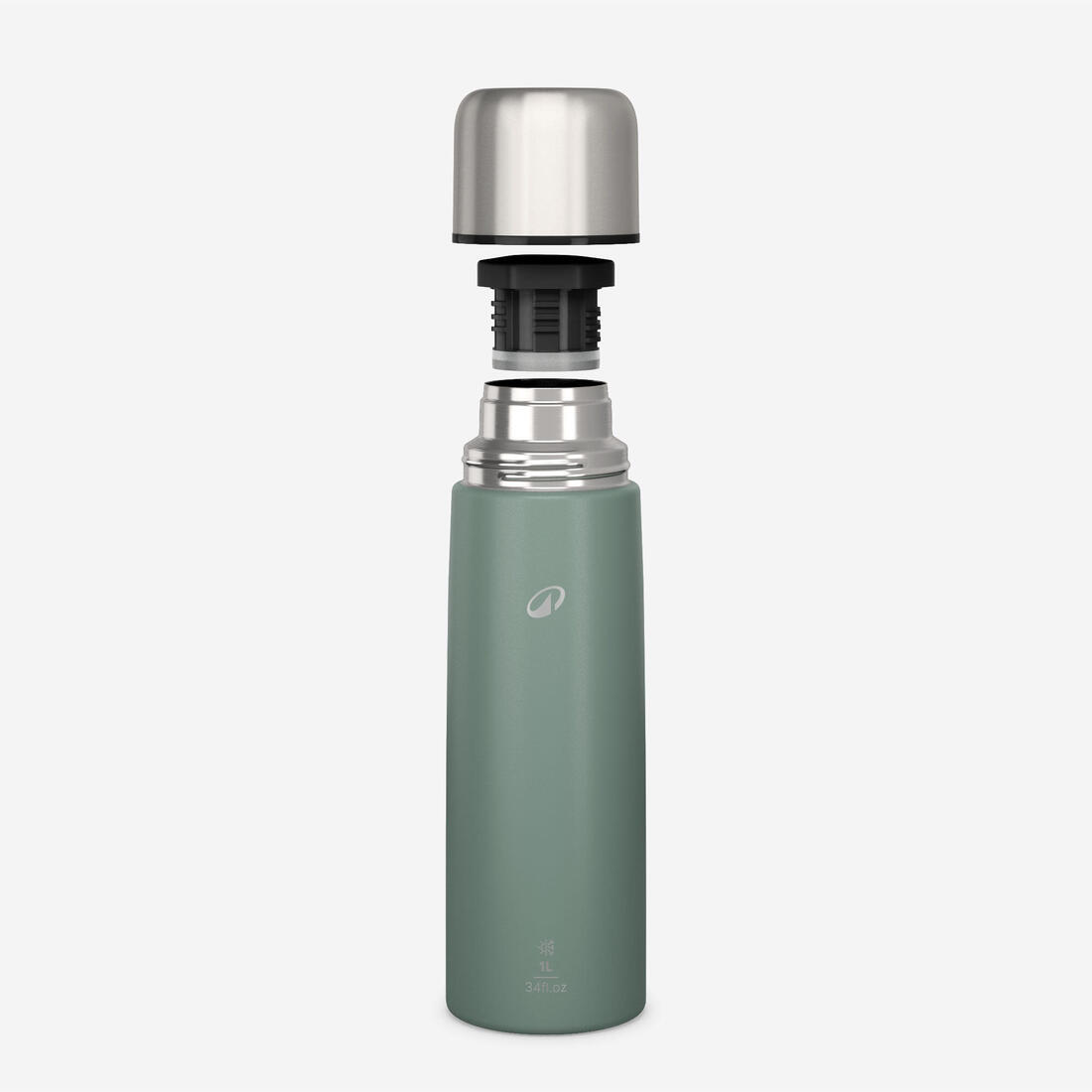 Bouteille isotherme inox 1L avec gobelet pour la randonnée