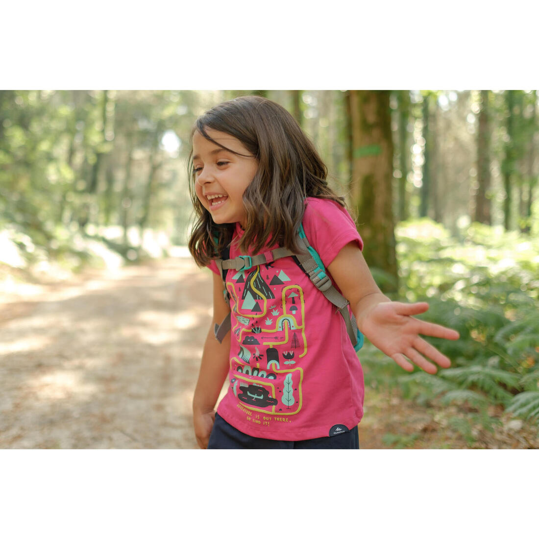 T-shirt de randonnée - MH100 KID rose pâle phosphorescent - enfant 2-6 ANS
