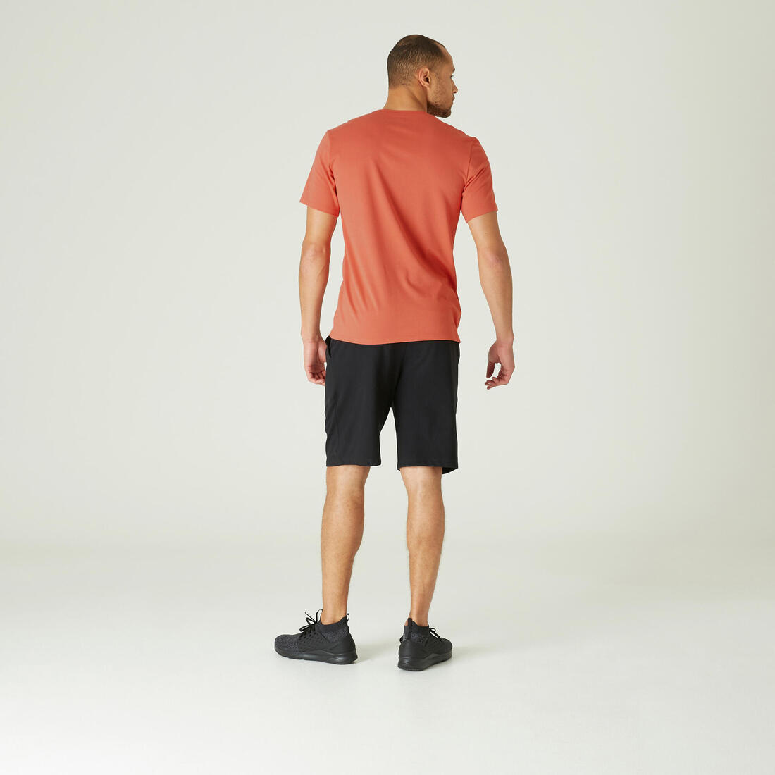 T-shirt fitness manches courtes slim coton col rond homme blanc a imprimé