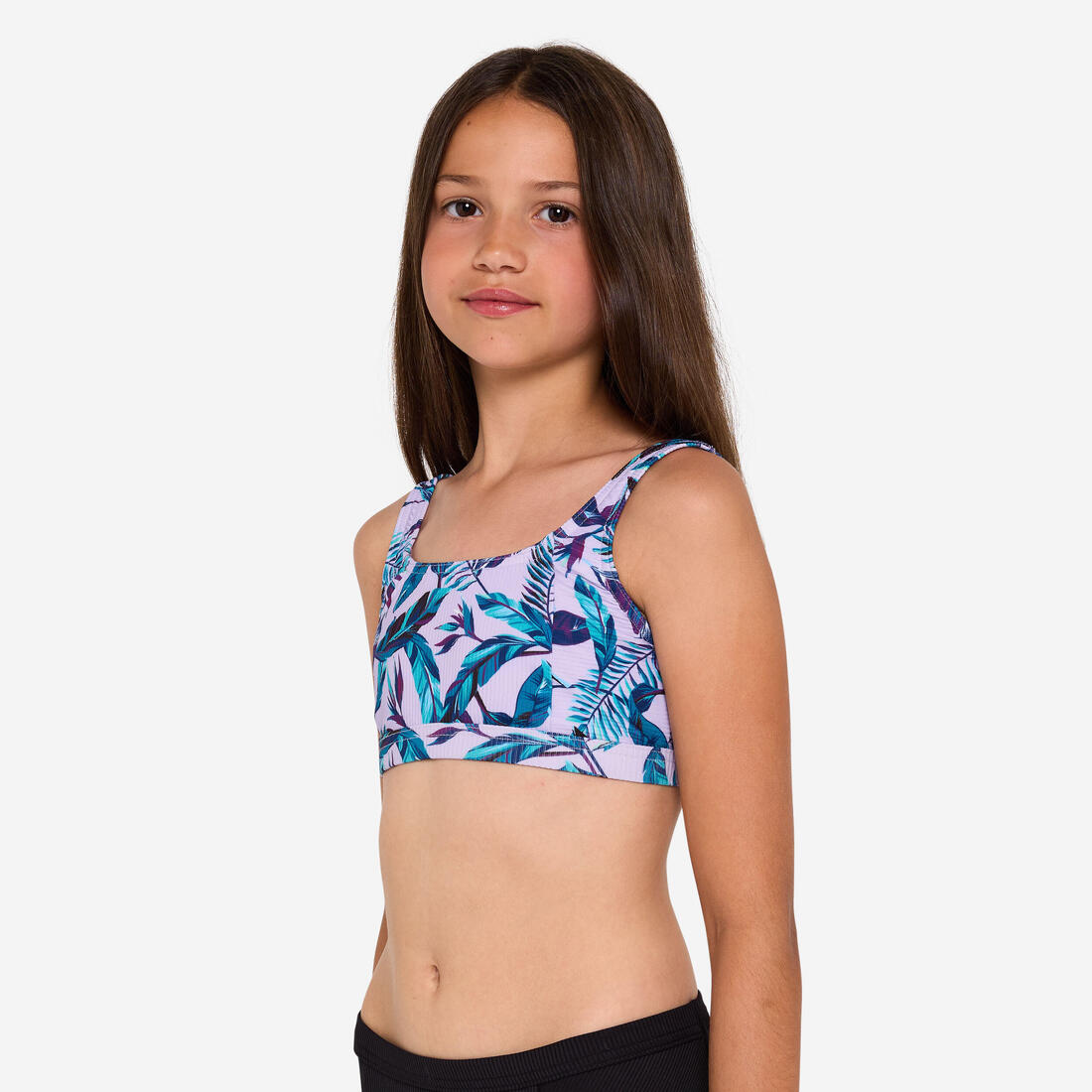 Haut de maillot de bain brassière fleuri réglable Fille - 500 Nora