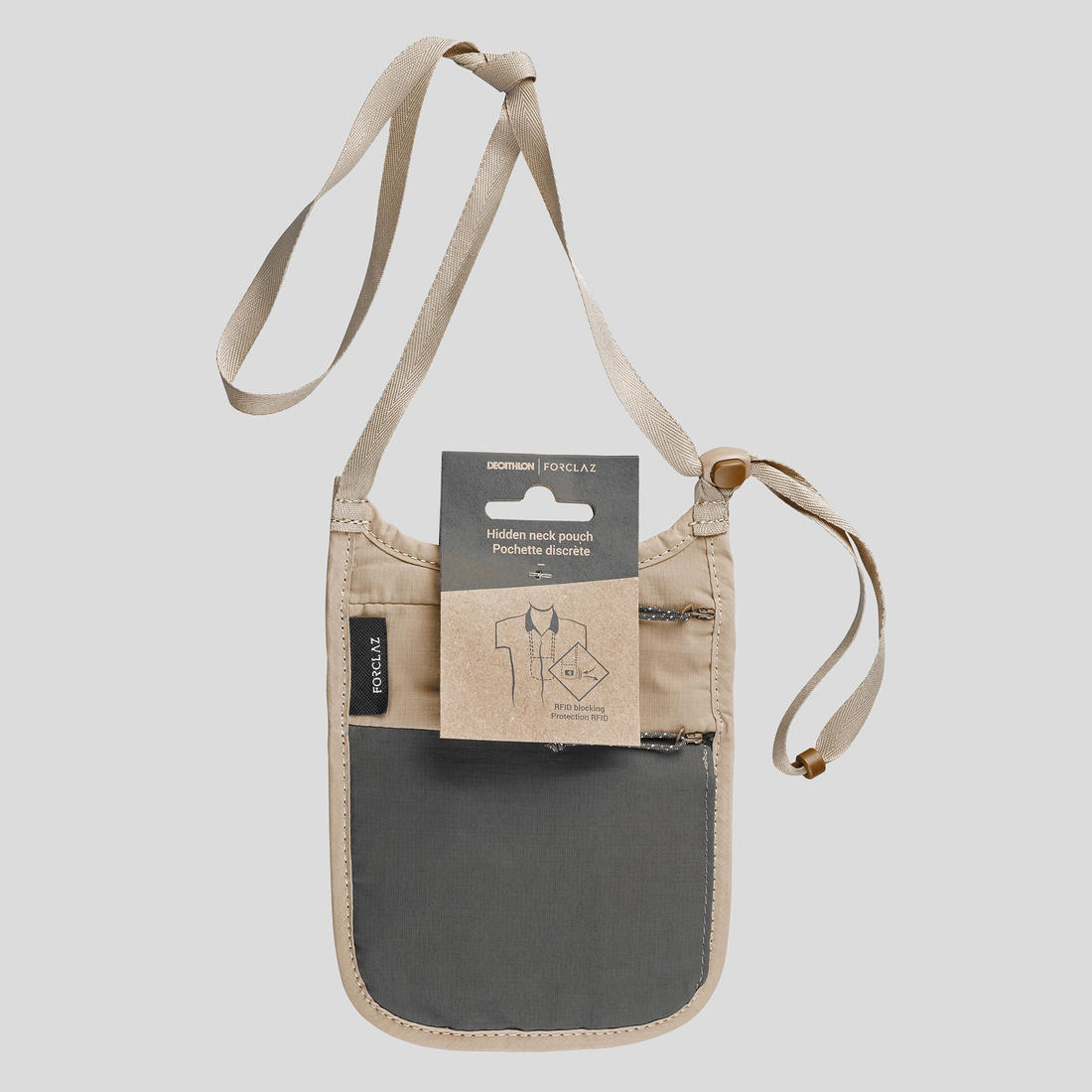 Sacoche tour de cou discrète TRAVEL RFID beige