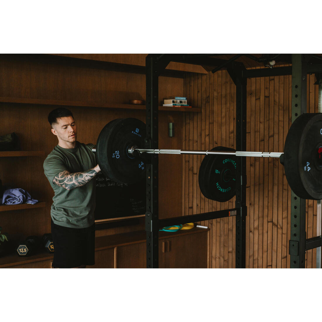 Barre d'haltérophilie de 20 kg, manchon de diamètre 50 mm, prise en main 28 mm