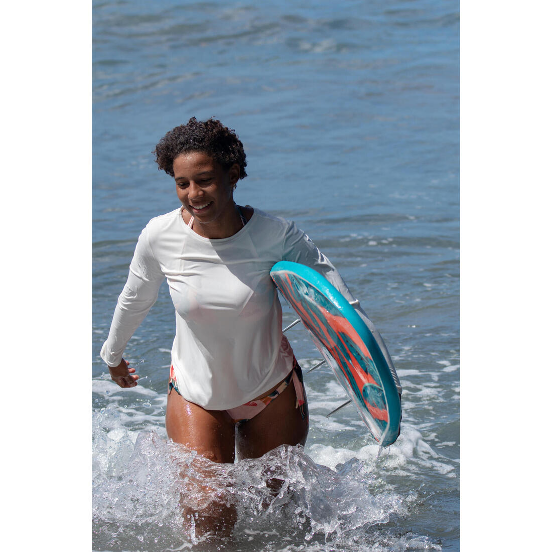 TEE SHIRT ANTI UV SURF MALOU MANCHES LONGUES FEMME GREIGE (SANS TEINTURE)
